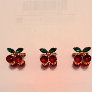 Cherry Design Gold and Red Hair Clips